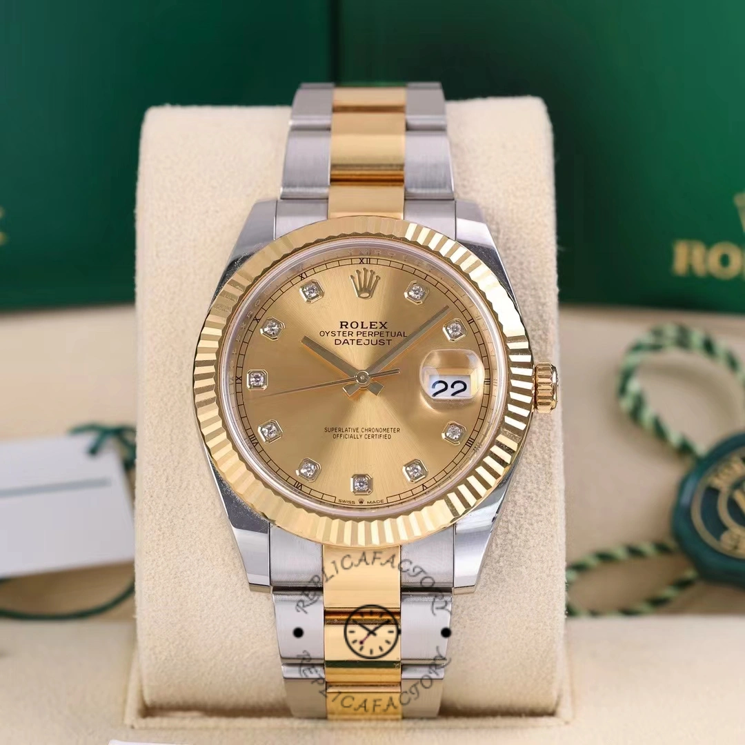 Rolex Datejust 126333 0011 Champagne Diamond Oyster 41mm Two Tone Steel - QualitySwissReplica