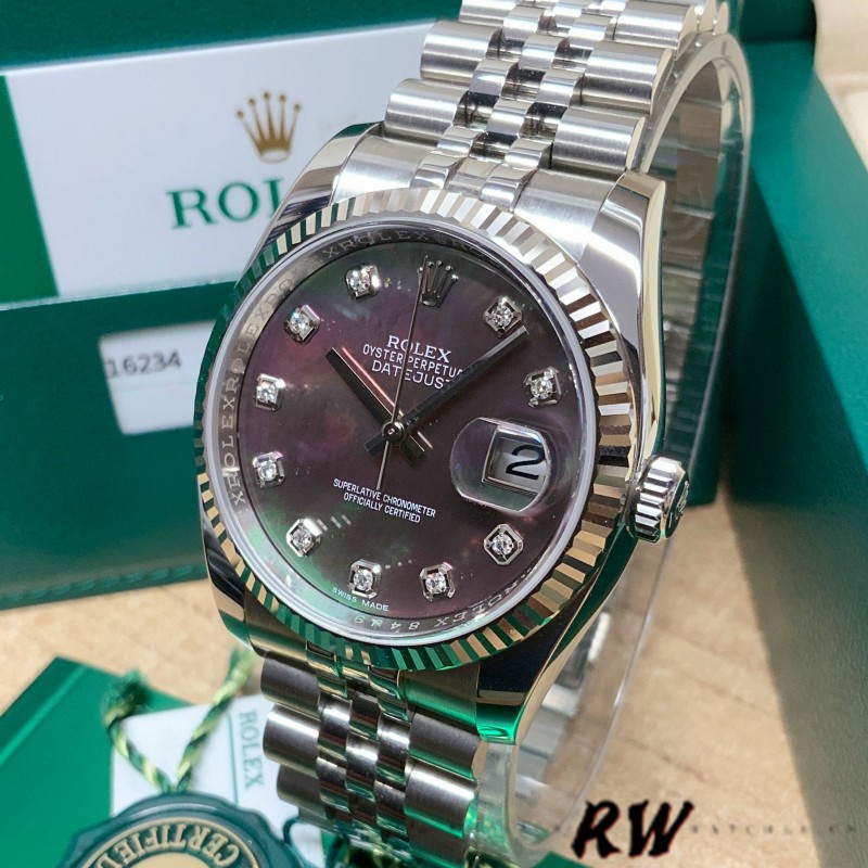 Rolex Datejust 116234 Black MOP Diamond Dial 36mm Unisex Replica Watch - QualitySwissReplica