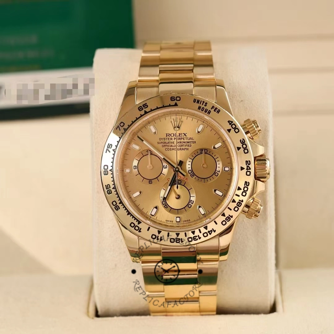 Rolex Daytona 116508 Yellow Gold Champagne Index Dial 40MM Mens Replica Watch - QualitySwissReplica
