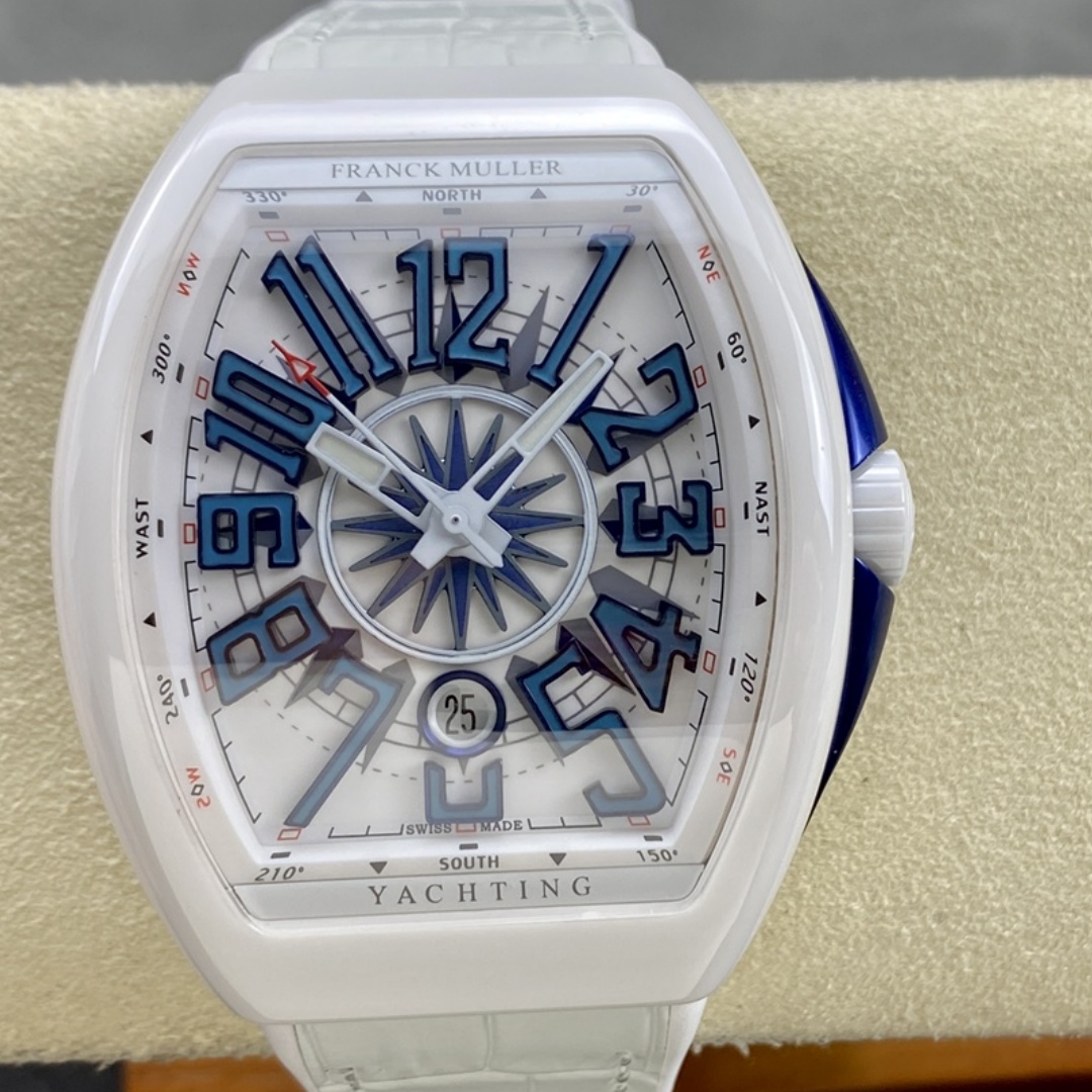 Swiss Franck Muller Framulan V45 White Ceramic Yacht Model Blue Number - QualitySwissReplica