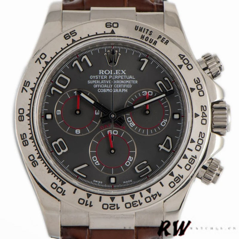 Rolex Daytona 116519 White Gold Grey Dial 40mm Mens Replica Watch - QualitySwissReplica