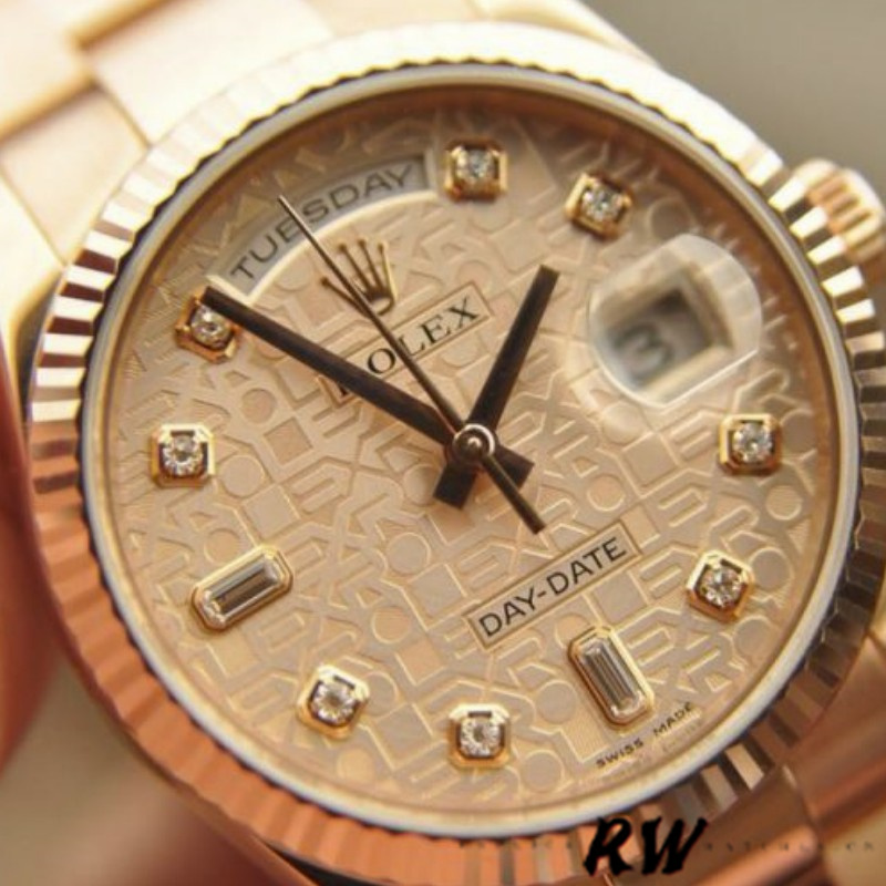 Rolex Day-Date 118205 Jubilee Champagne Dial 36mm Unisex Replica Watch - QualitySwissReplica