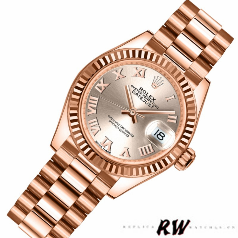 Rolex Datejust 279175 Sundust Roman Numeral Dial Fluted Bezel 28mm Lady Replica Watch - QualitySwissReplica