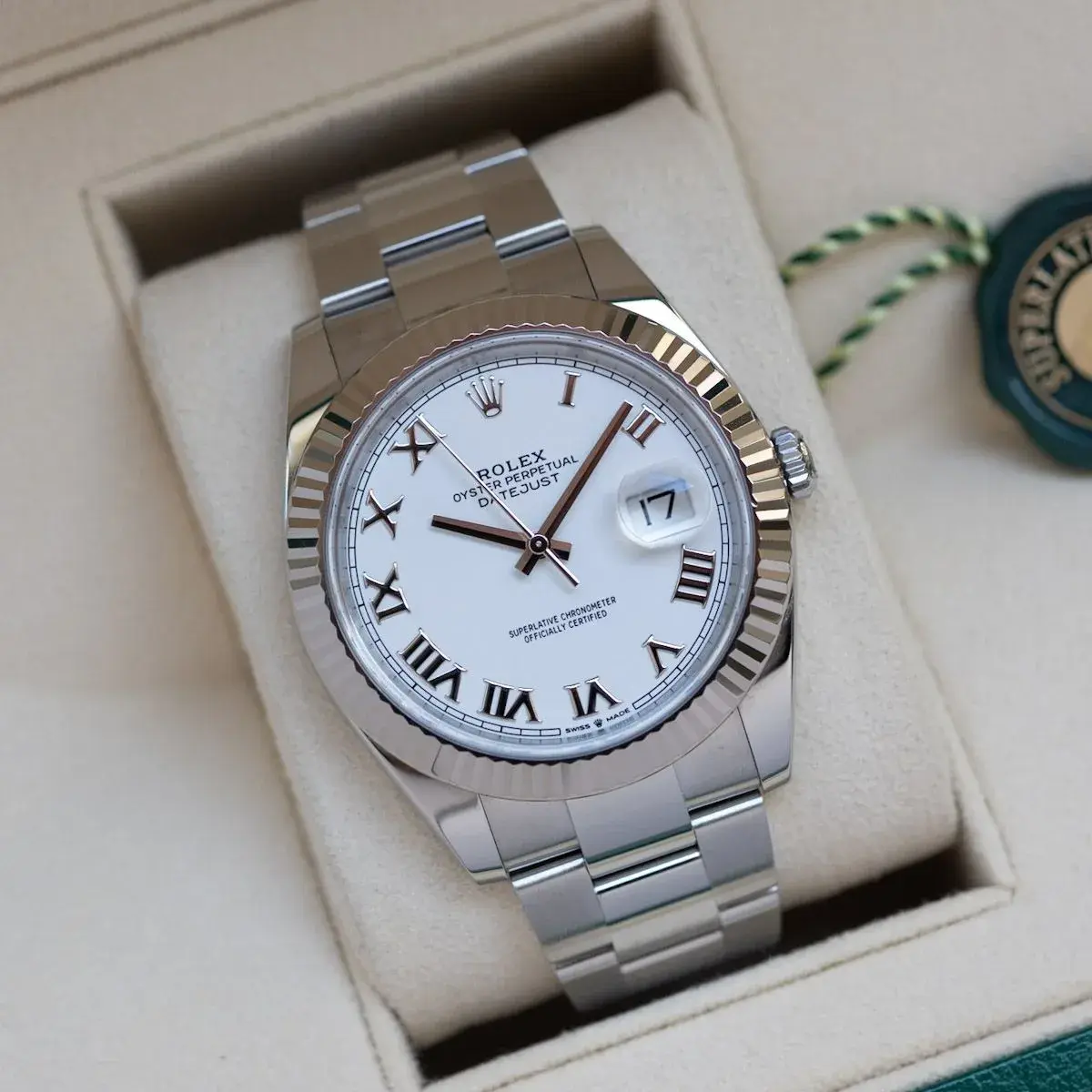 Rolex Datejust 126334 0023 Fluted Bezel White Roman Numeral Dial 41MM Mens Replica Watch - QualitySwissReplica