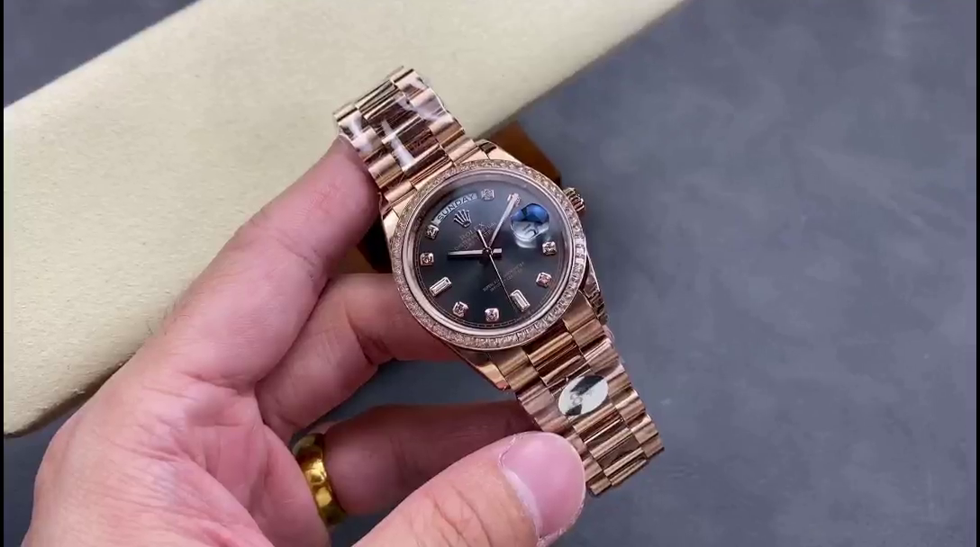 Rolex Day-Date 128345RBR Slate Dial Everose Gold 36MM Unisex Replica Watch - QualitySwissReplica