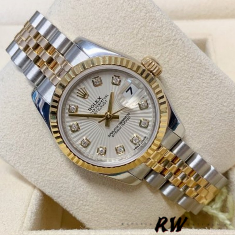 Rolex Datejust 179173 Ivory Sunbeam Diamond Dial Fluted Bezel 26MM Lady Replica Watch - QualitySwissReplica