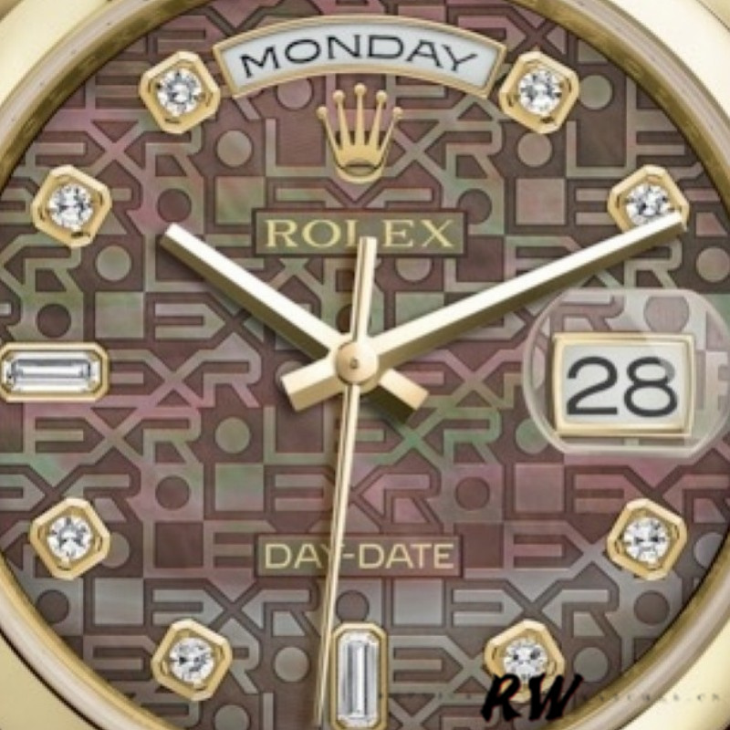 Rolex Day-Date 118208 Black Mother of Pearl Diamond Dial 36mm Unisex Replica Watch - QualitySwissReplica
