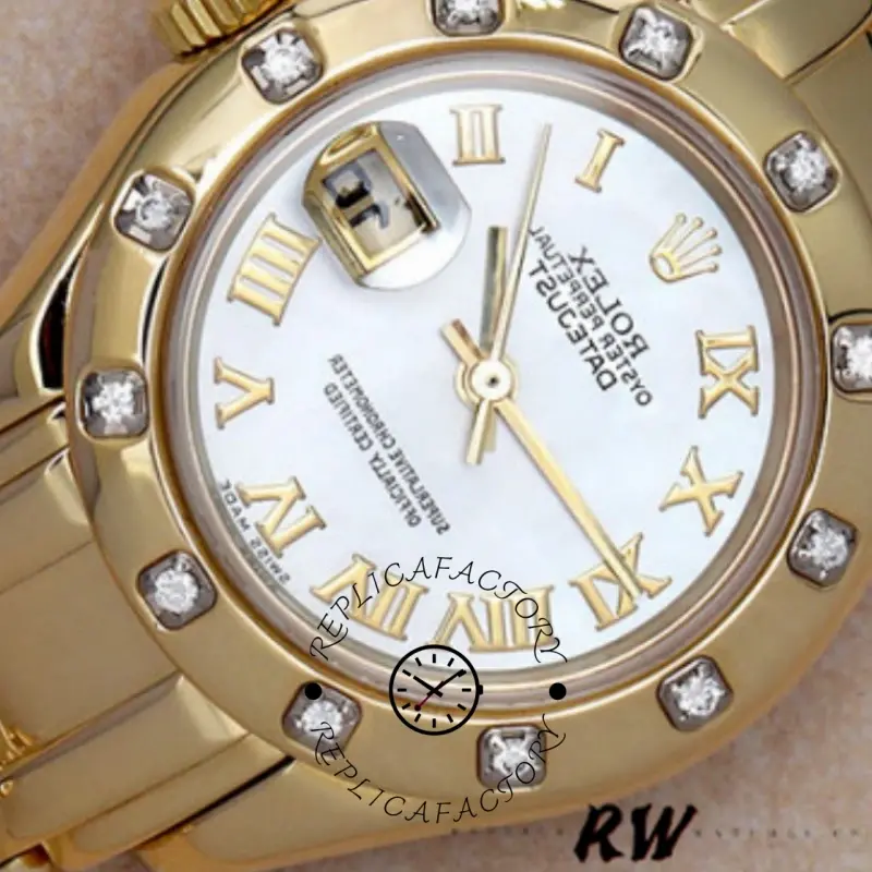Rolex Pearlmaster 80318 White MOP Dial 29MM Lady Replica Watch - QualitySwissReplica