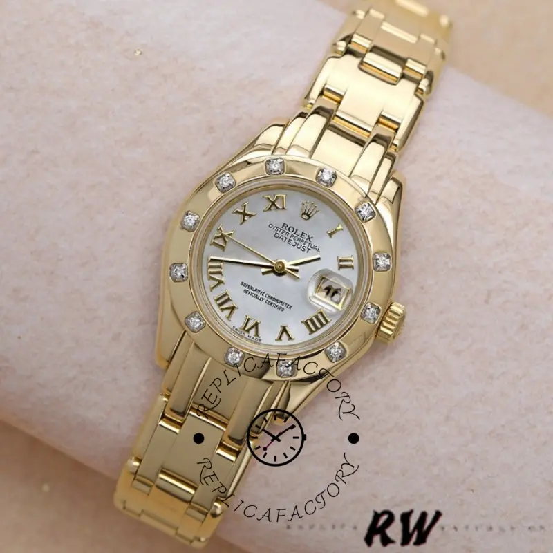 Rolex Pearlmaster 80318 White MOP Dial 29MM Lady Replica Watch - QualitySwissReplica