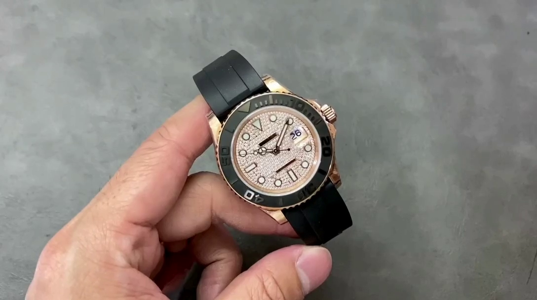 Rolex Yacht-Master II 126655 Diamond Pave Dial Rose Gold 40mm Mens Replica Watch - QualitySwissReplica