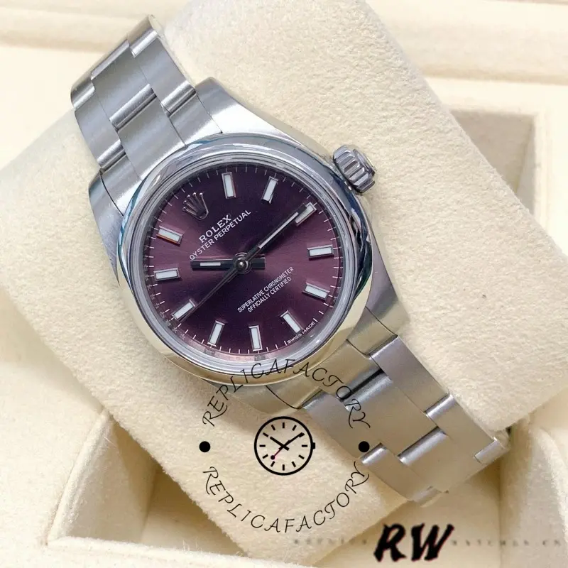 Rolex Oyster Perpetual 176200 Grape Red Dial 26mm Lady Replica Watch - QualitySwissReplica