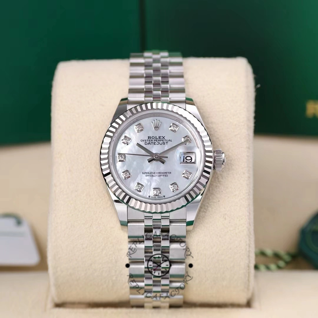 Rolex Datejust 279174 Stainless Steel Mother Of Pearl Diamond Dial 28mm Lady Replica Watch - QualitySwissReplica