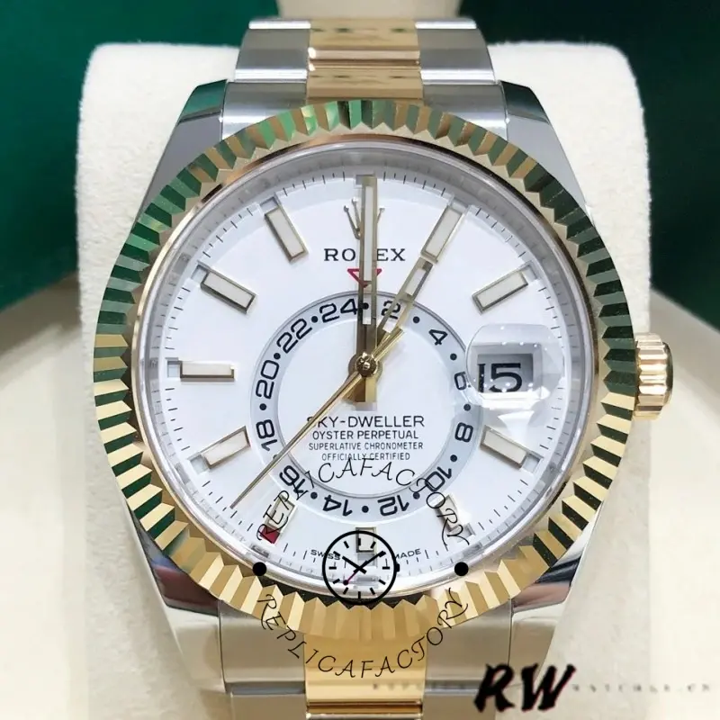 Rolex Sky-Dweller 326933 Stainless Steel White Dial 42MM Mens Replica Watch - QualitySwissReplica