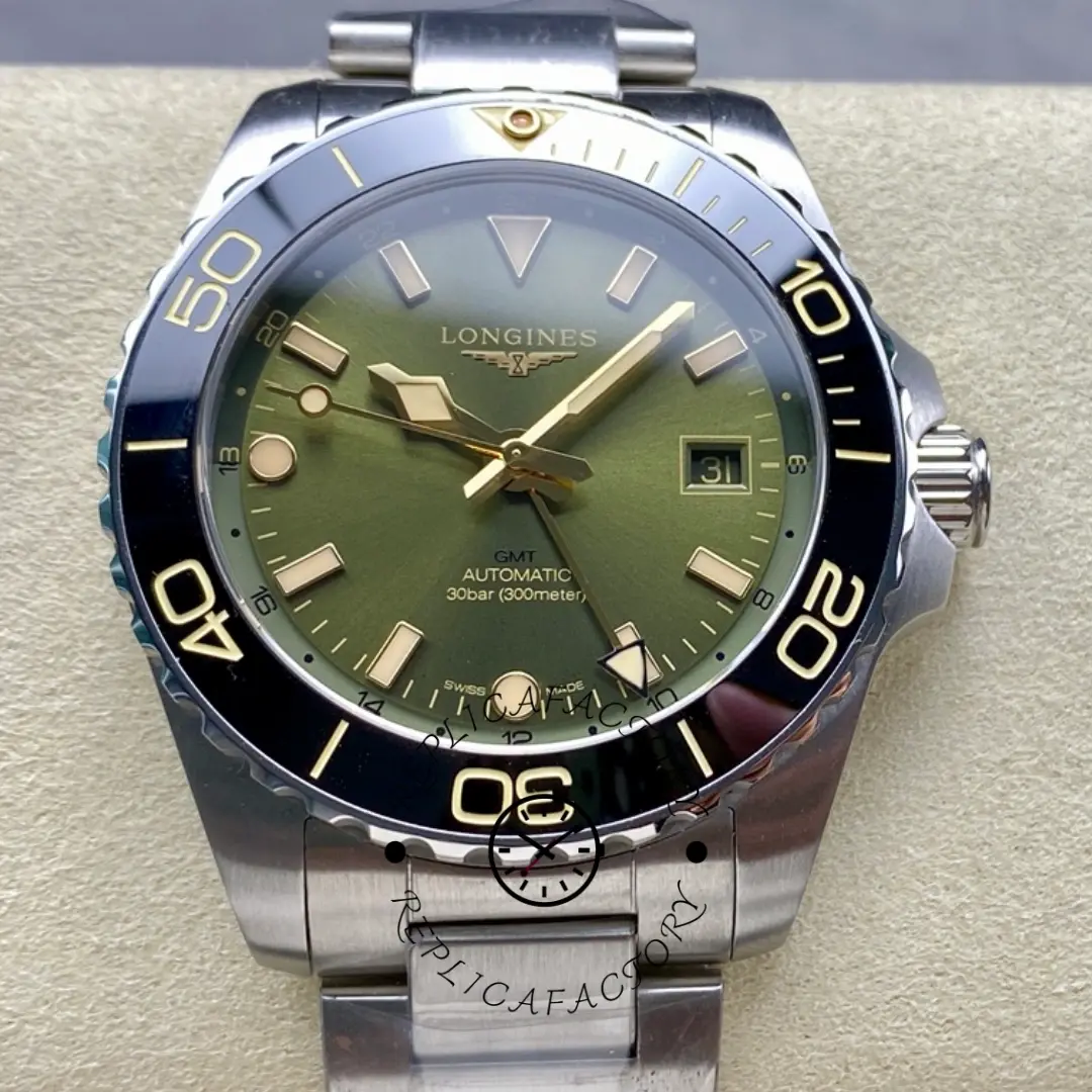 Longines L3.790.4.06.6 HydroConquest GMT 41 Green Dial 1:1 Clone Dive Watch - QualitySwissReplica
