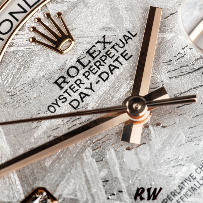 Rolex Day-Date 118235 Everose Gold Meteorite Diamond Dial 36mm Unisex Replica Watch - QualitySwissReplica