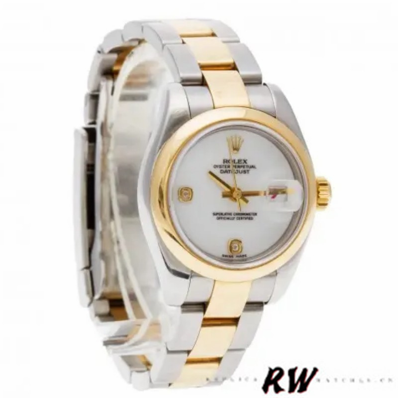 Rolex Datejust 179163 White Dial Diamond Domed Dezel 26MM Lady Replica Watch - QualitySwissReplica