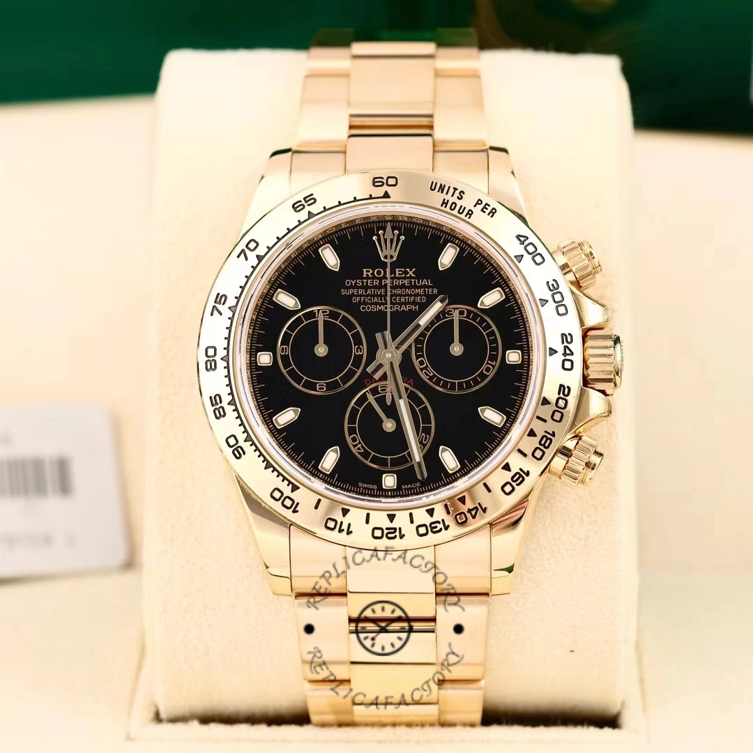 Rolex Daytona 116508 Yellow Gold Black Index Dial 40MM Mens Replica Watch - QualitySwissReplica