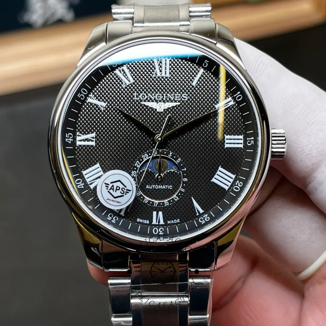 Longines L2.919.4.51.6 Master Collection 42 Moonphase Replica Black Roman - QualitySwissReplica