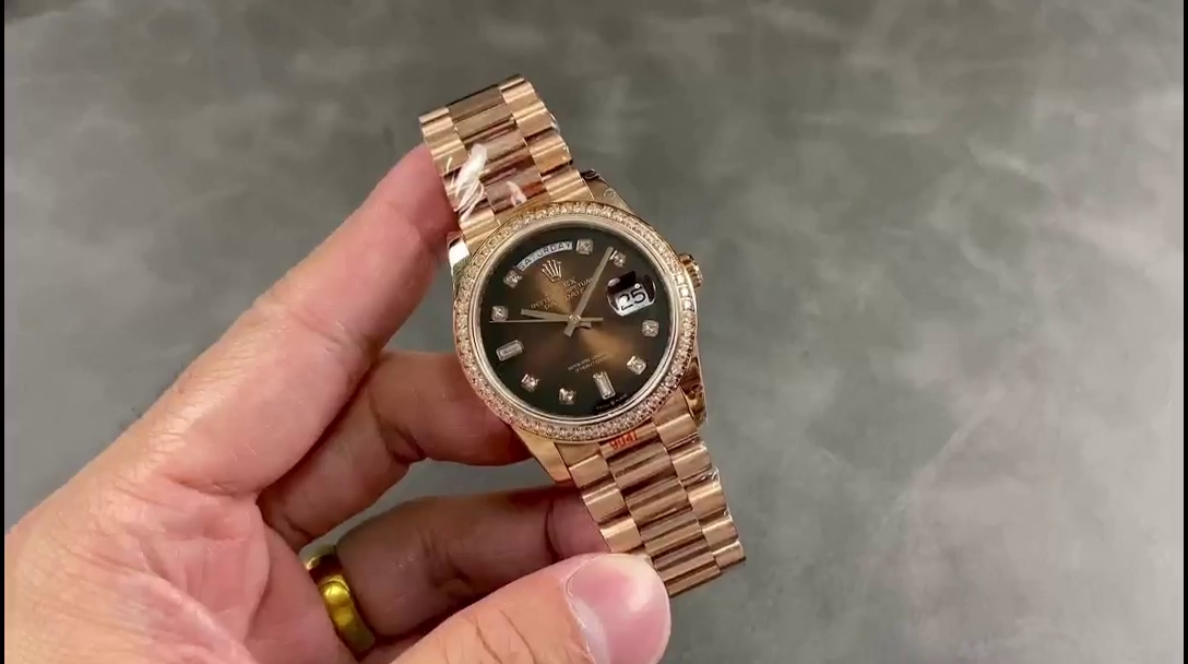 Rolex Day-Date 128345RBR Brown Ombre Dial Everose Gold 36MM Unisex Replica Watch - QualitySwissReplica