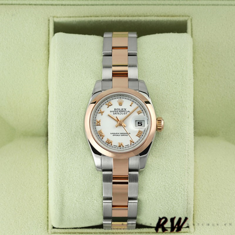 Rolex Datejust 179161 Stainless Steel and Everose Gold White Roman Dial 26MM Lady Replica Watch - QualitySwissReplica