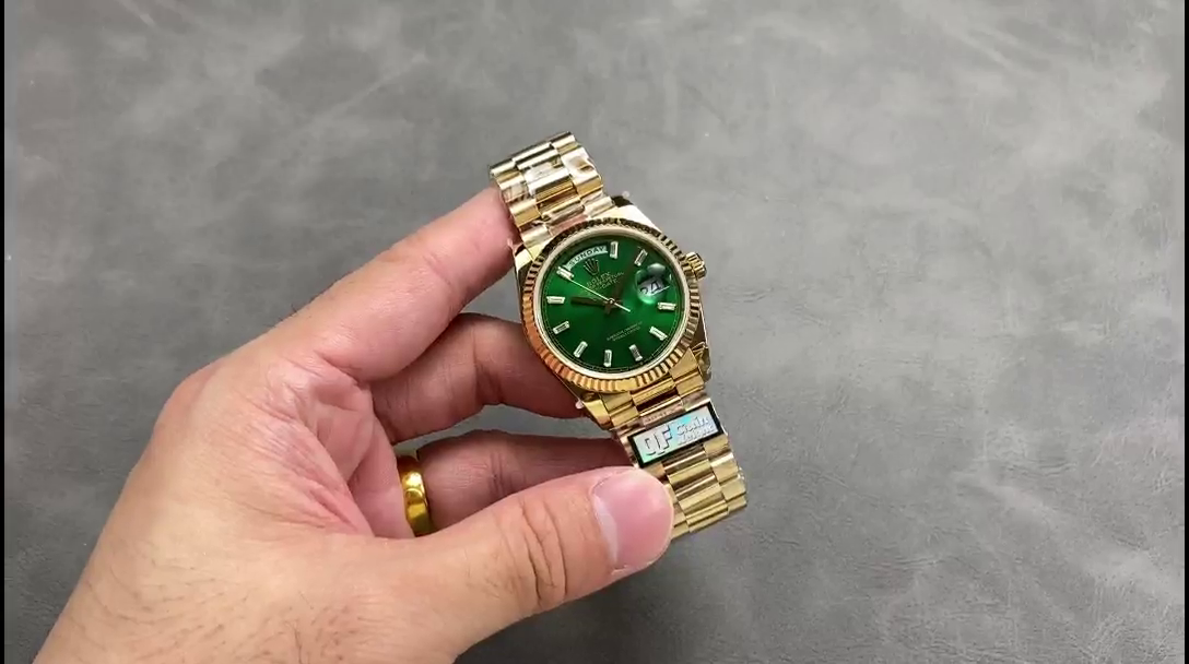 Rolex Day Date 36 Yellow Gold Automatic Green Diamond Dial M128238 0130 - QualitySwissReplica