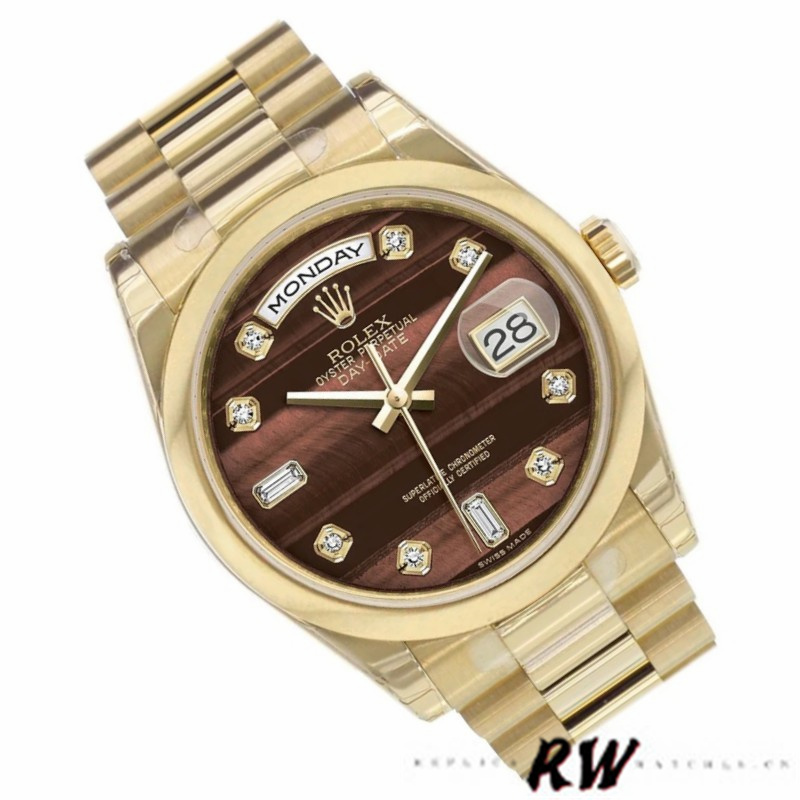 Rolex Day-Date 118208 Bulls Eye Diamonds Dial 36mm Unisex Replica Watch - QualitySwissReplica