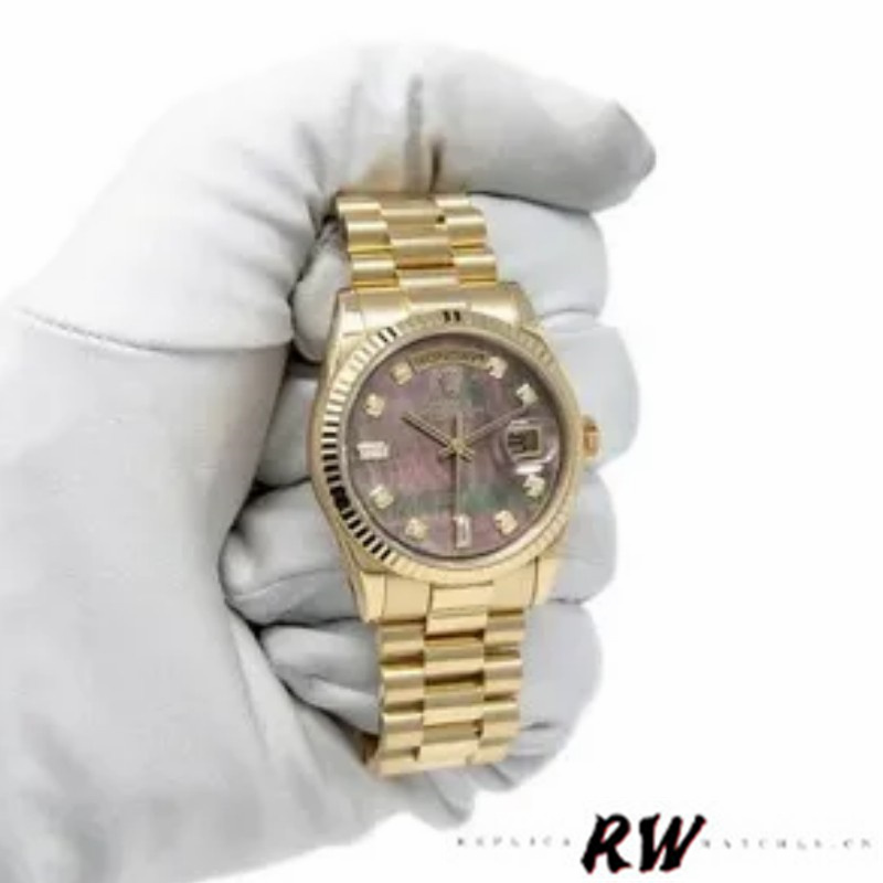 Rolex Day-Date 118238 Dark Mother of Pearl 36mm Unisex Replica Watch - QualitySwissReplica