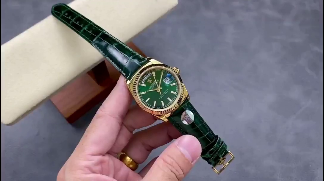 Rolex Day Date 36 Green Dial Solid 18k Yellow Gold 118138 0003 - QualitySwissReplica