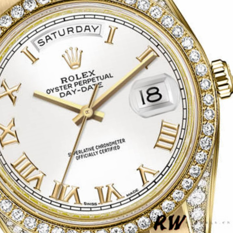 Rolex Day-Date 118388 White Roman Numeral Dial 36MM Unisex Replica Watch - QualitySwissReplica