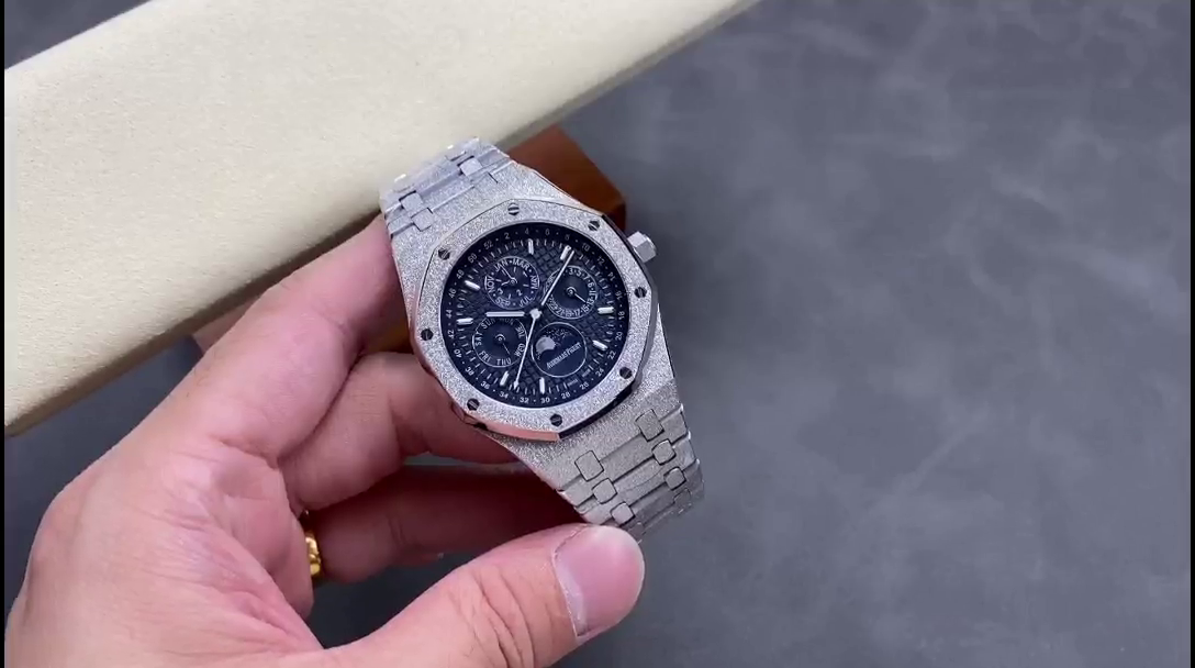 AP 26574ST.OO.1220ST.02 Royal Oak Perpetual Calendar 1:1 Clone 41 Frosted Watch - QualitySwissReplica