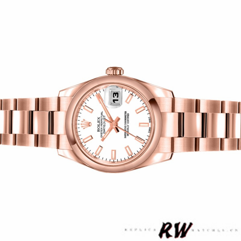 Rolex Datejust 179165 Everose Gold White Index Dial 26MM Lady Replica Watch - QualitySwissReplica