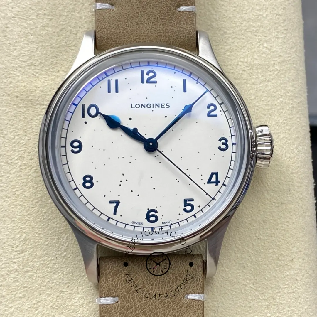 Replica Longines L2.819.4.93.2 Heritage Military White Dial Automatic Leather - QualitySwissReplica