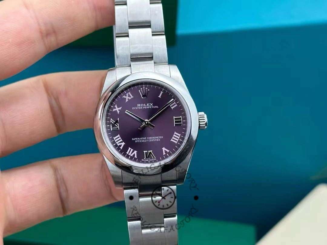 Rolex Oyster Perpetual 177200 Grape Red Dial 31mm Lady Replica Watch - QualitySwissReplica