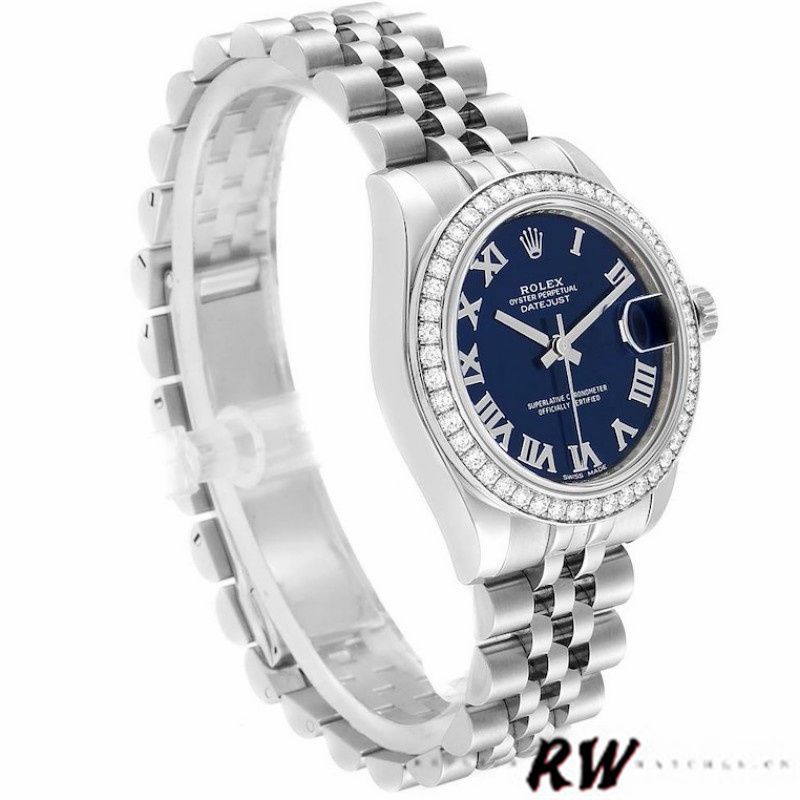 Rolex Datejust 178384 Stainless Steel Blue Roman Dial 31MM Lady Replica Watch - QualitySwissReplica