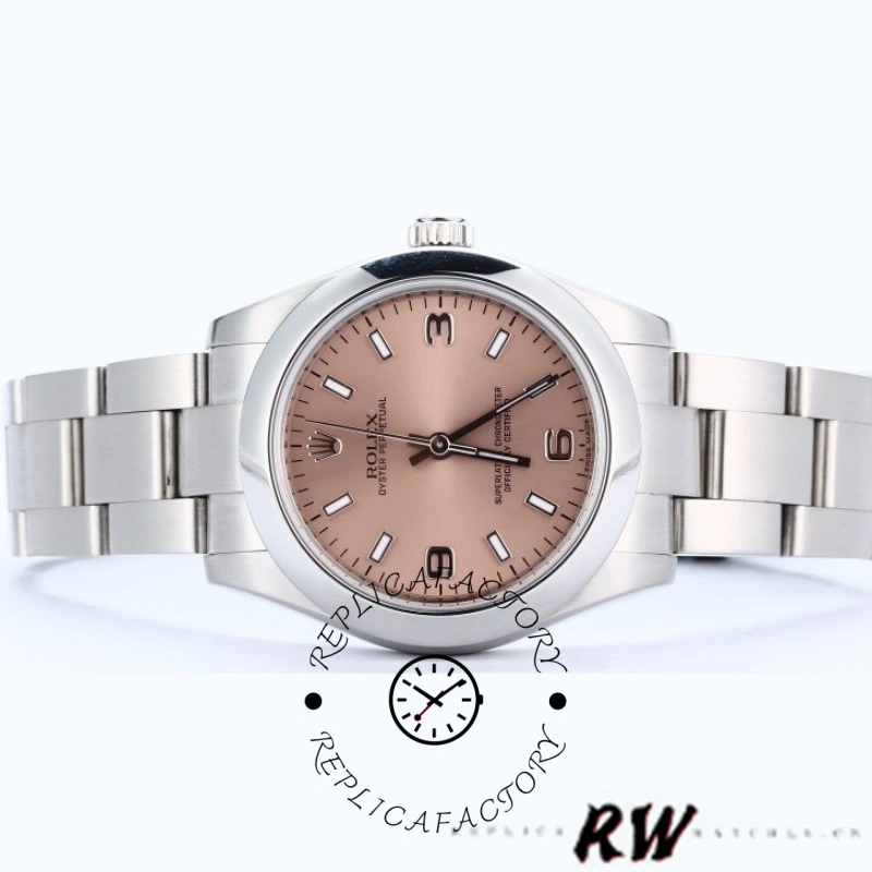 Rolex Oyster Perpetual 177200 Pink Dial Domed Bezel 31mm Lady Replica Watch - QualitySwissReplica