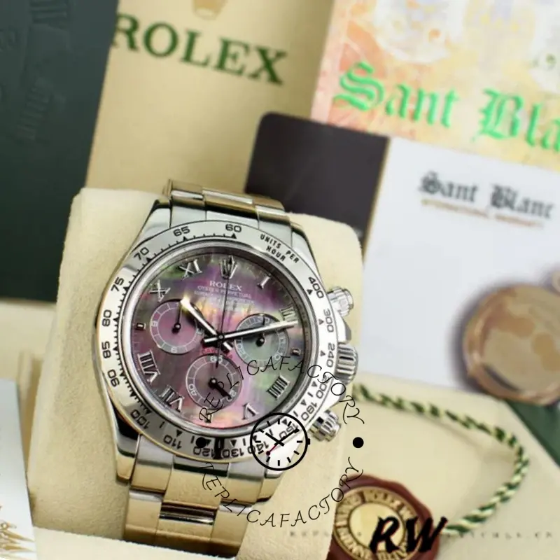 Rolex Cosmograph Daytona 116509 Black Mother of Pearl Dial 40MM Mens Replica Watch - QualitySwissReplica