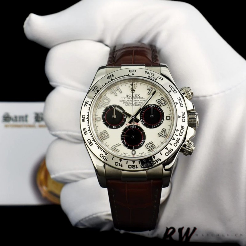 Rolex Daytona 116519 Panda Dial Chocolate Leather Strap 40mm Mens Replica Watch - QualitySwissReplica