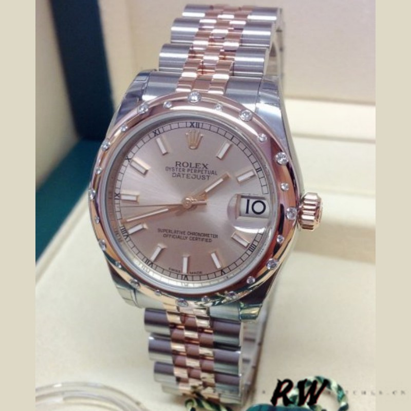 Rolex Datejust 178341 Everose Gold Pink Baton Dial 31MM Lady Replica Watch - QualitySwissReplica