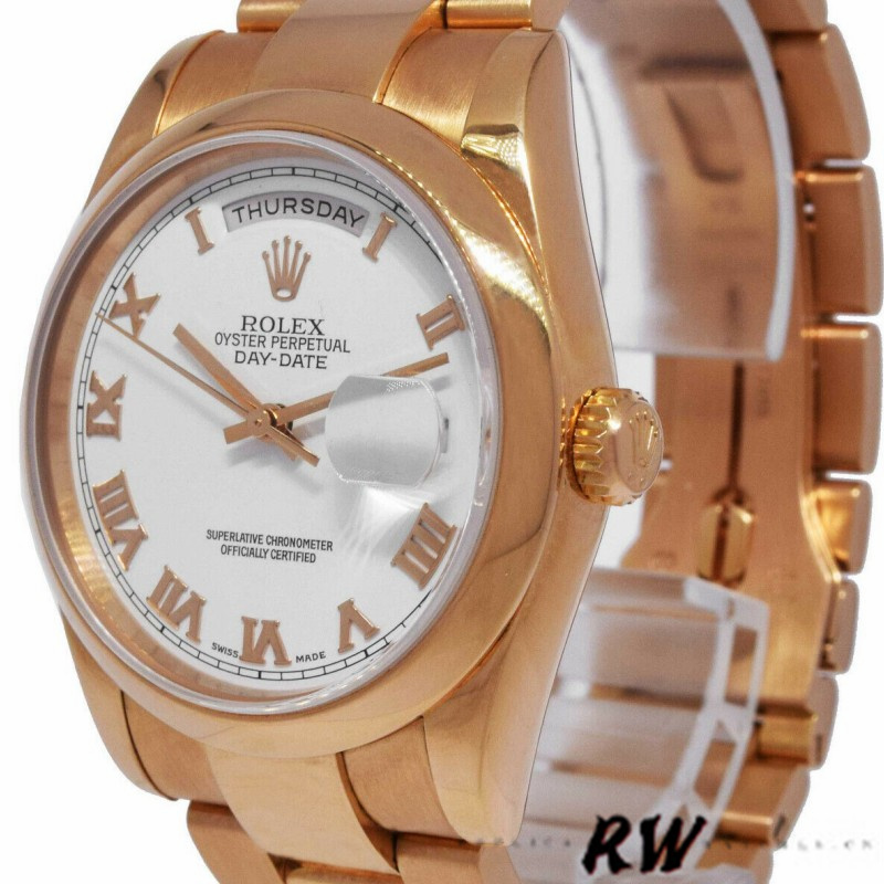 Rolex Day-Date 118205 White Roman Numeral Dial 36mm Unisex Replica Watch - QualitySwissReplica
