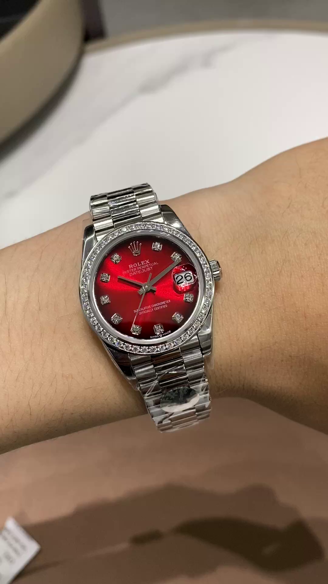 Rolex Datejust 31 White Gold Red Gradient Dial 278289RBR-0028 Replica - QualitySwissReplica