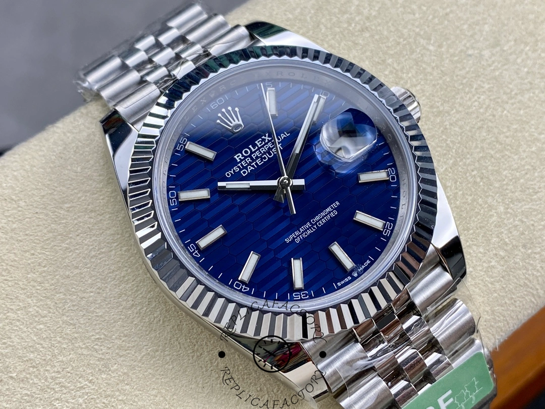 Rolex Datejust 41mm Stainless Steel 126334 Blue Index Jubilee Men's Watch - QualitySwissReplica