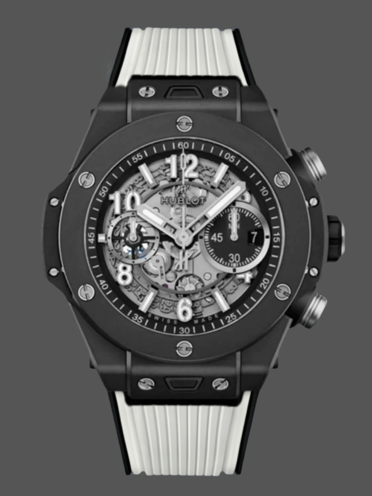 Hublot Big Bang Unico Skeleton Dial 421.CI.1170.RX White Rubber Strap Men's Replica Watch - QualitySwissReplica