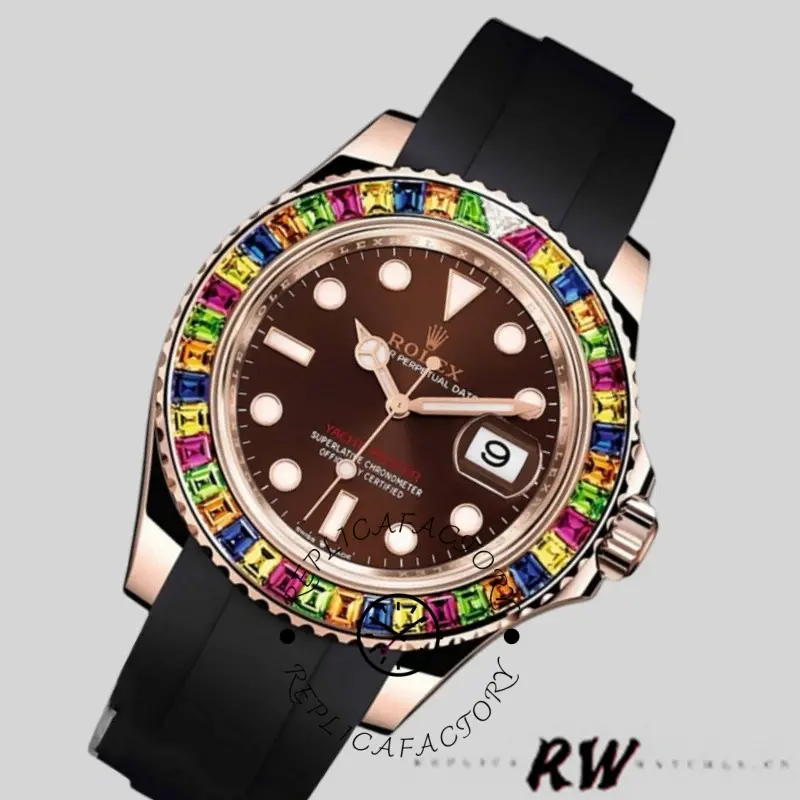 Rolex Yacht-Master 116695 Black Rubber Strap Brown Dial 40MM Mens Replica Watch - QualitySwissReplica