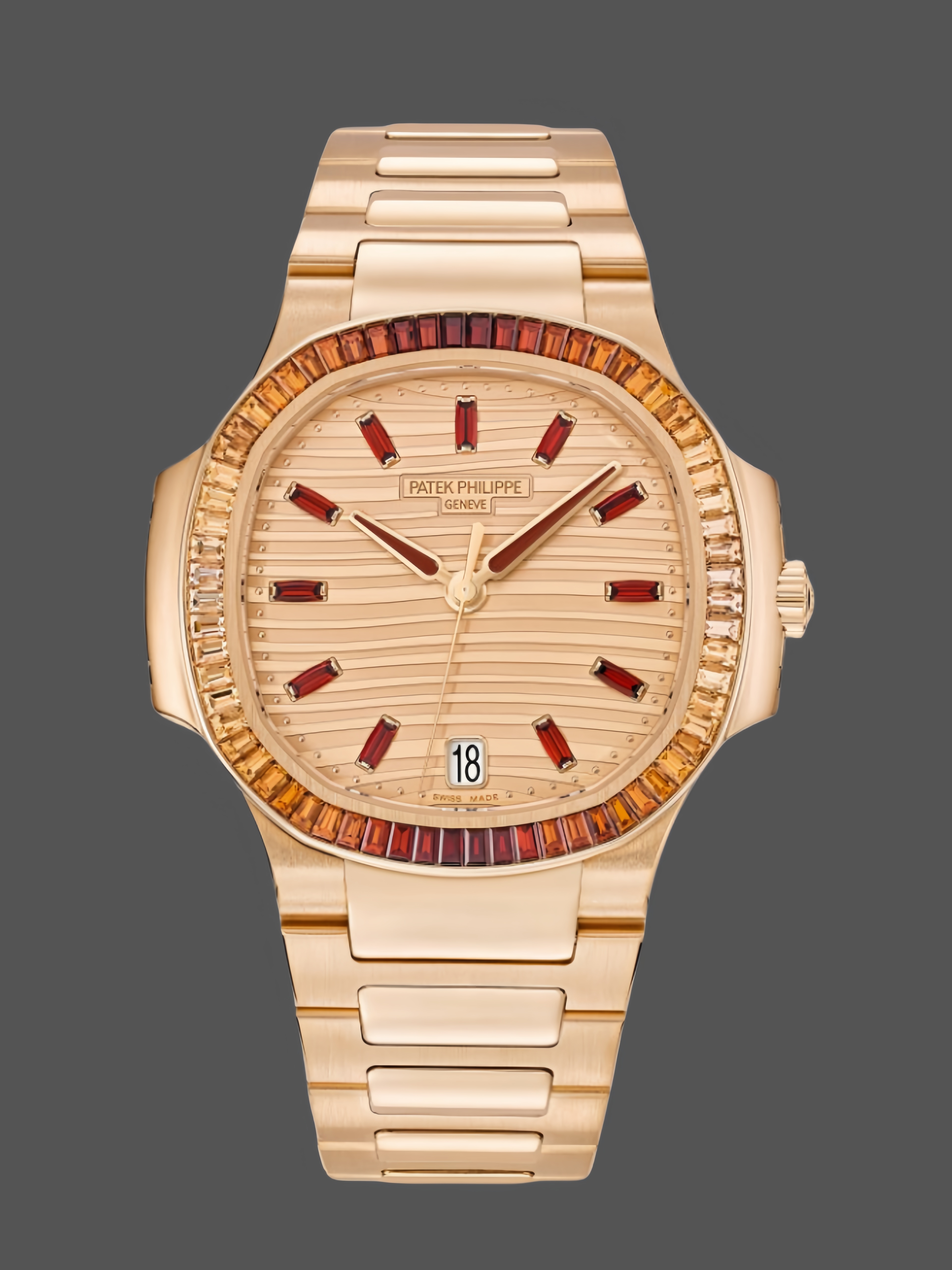 Patek Philippe Nautilus Ladies Rose Gold Gemset Bezel 7118 1300R 001 - QualitySwissReplica