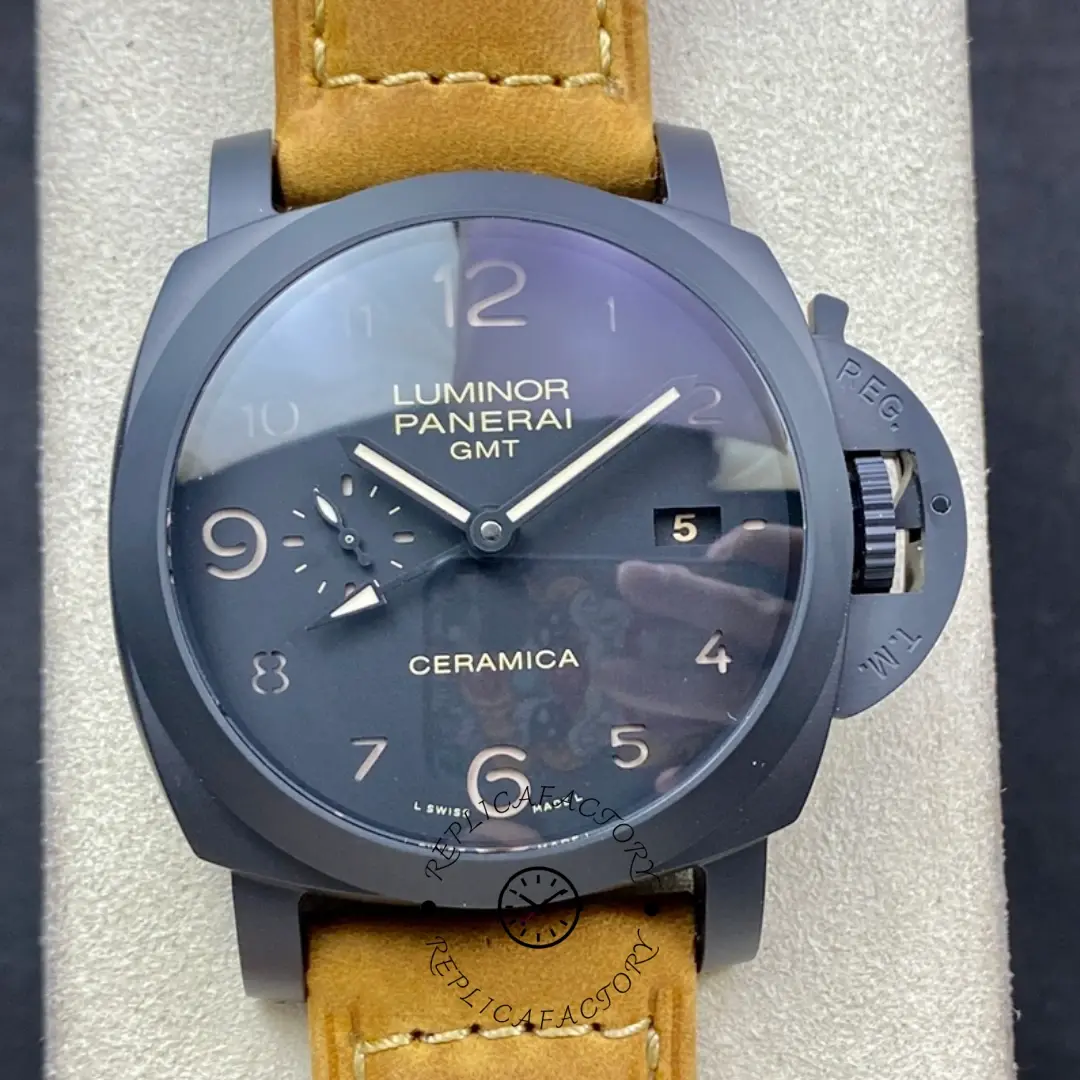Panerai Luminor 1950 GMT PAM00441 1:1 Clone Automatic Watch Black Ceramic 44mm - QualitySwissReplica