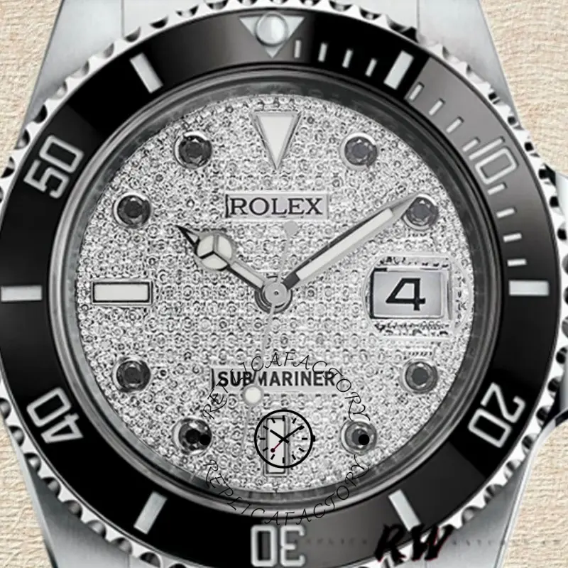 Rolex Submariner 116610 Diamond Paved Dial Stainless Steel 40mm Mens Replica Watch - QualitySwissReplica
