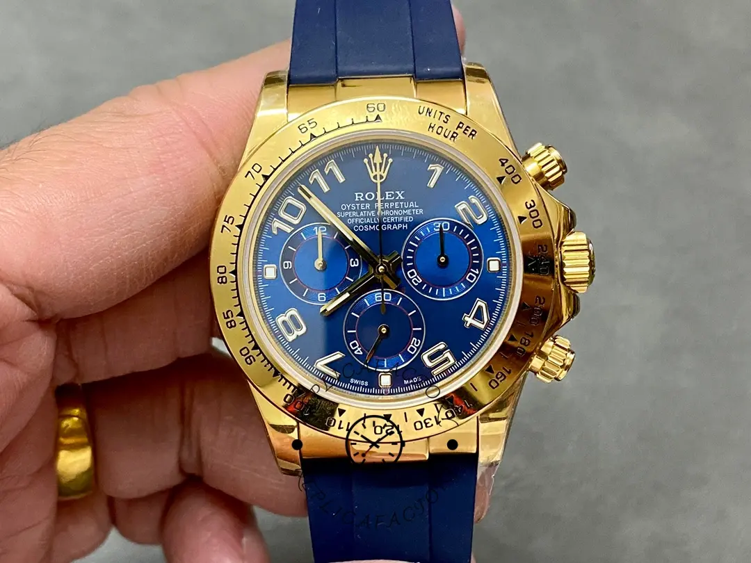 Rolex Cosmograph Daytona Yellow Gold Case Blue Dial 116518 Men's Watch - QualitySwissReplica