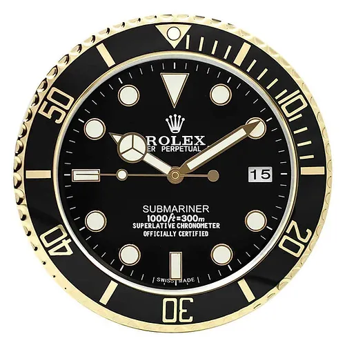 Rolex Submariner Black & Gold Wall Clock - QualitySwissReplica