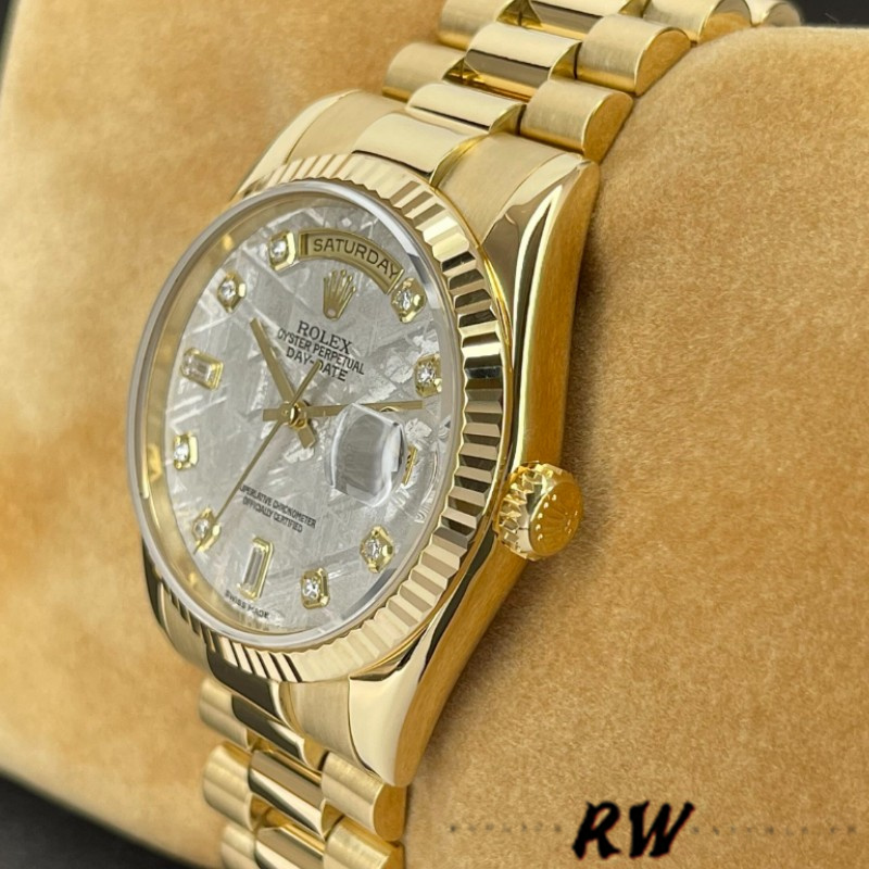 Rolex Day-Date 118238 Diamond Meteorite Dial 36mm Unisex Replica Watch - QualitySwissReplica