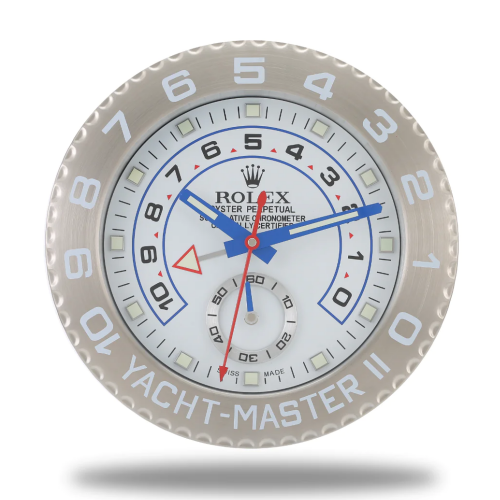 Rolex Yacht Master ll White & Silver Wall Clock - QualitySwissReplica